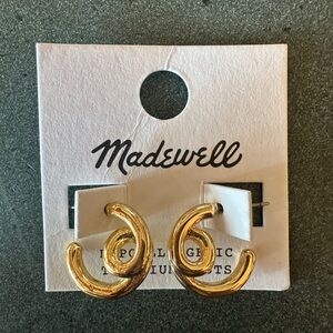 NEW Madewell Looped Tube Small Hoop Earrings Gold
